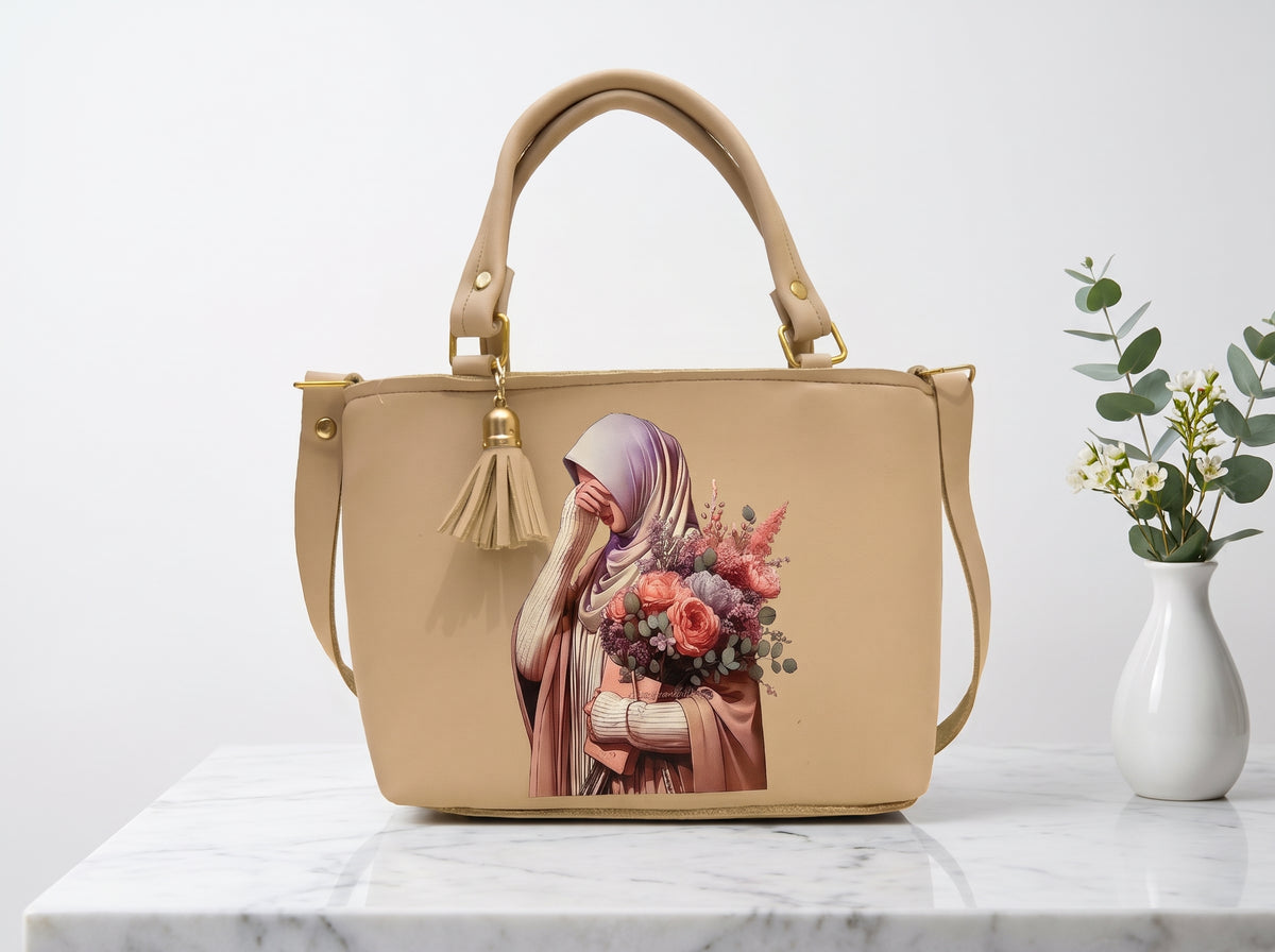 Mauve Floral Graphic Structured Tote & Crossbody Bag