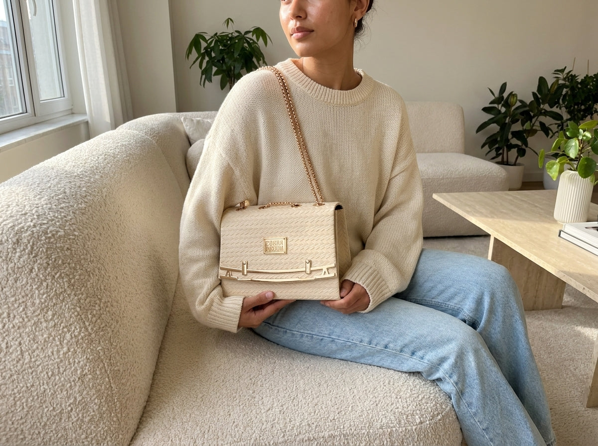 Woven Texture Flap Crossbody & Shoulder Bag