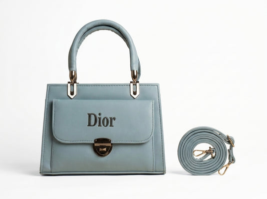 Dusty Blue Structured Flap-Pocket Top Handle & Crossbody Bag