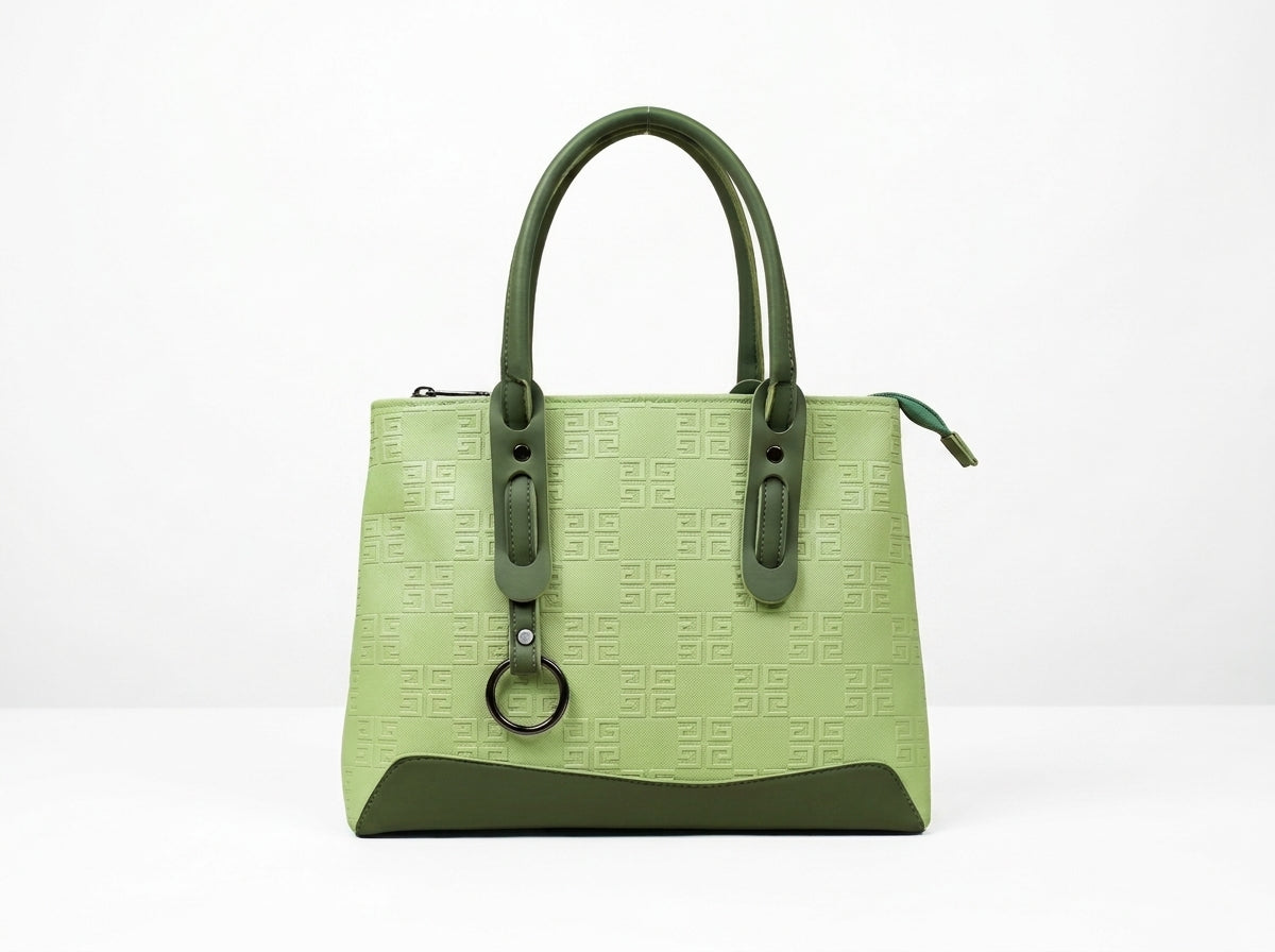 Slate Blue Geometric Embossed Structured Tote