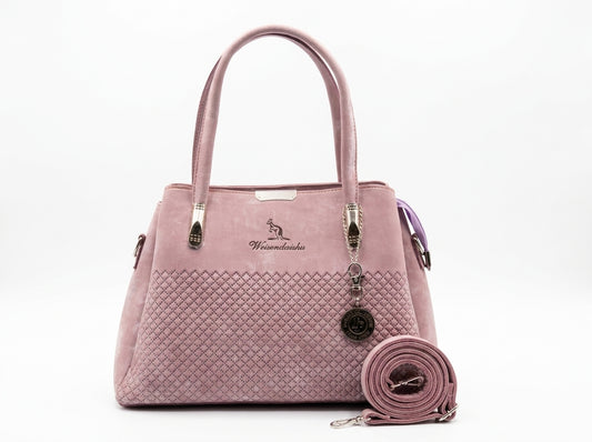 Dusty Rose Quilted Suede Structured Tote & Crossbody