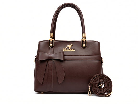 Chocolate Brown Bow-Front Structured Tote & Crossbody Bag