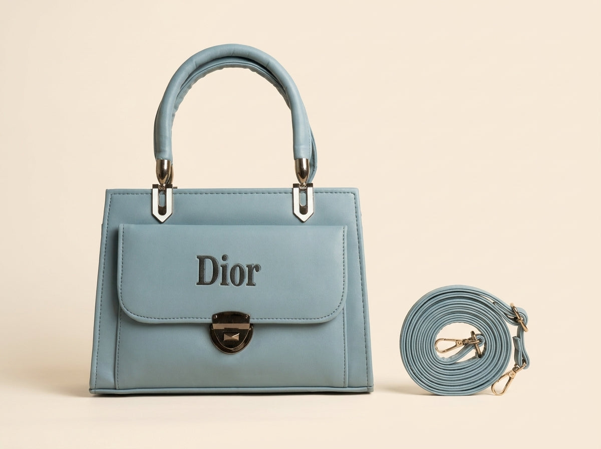 Dusty Blue Structured Flap-Pocket Top Handle & Crossbody Bag
