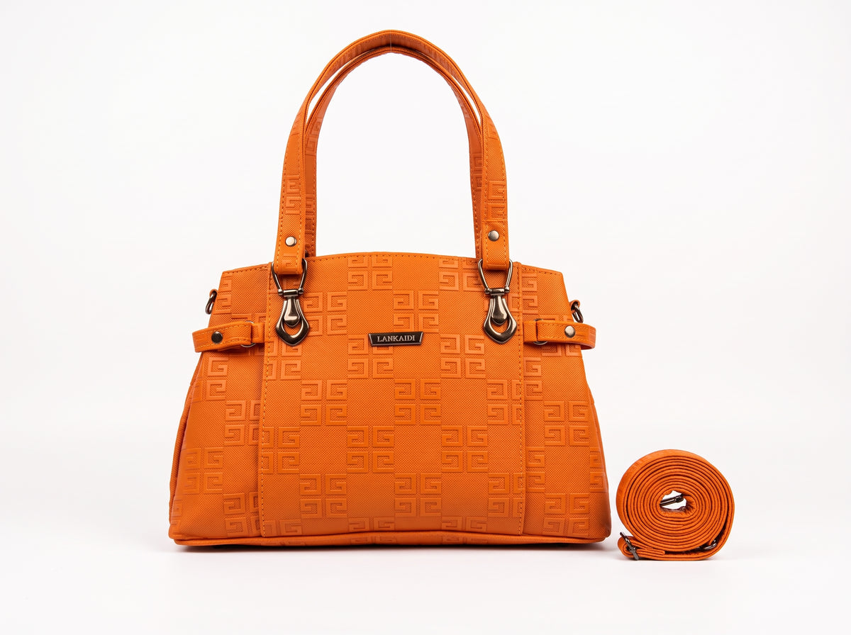 Vibrant Creamy White Embossed Geometric Structured Tote & Shoulder Bag