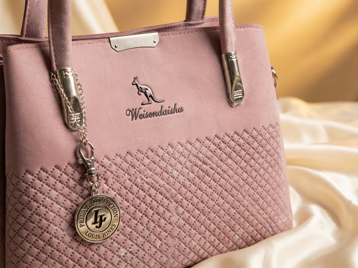 Dusty Rose Quilted Suede Structured Tote & Crossbody